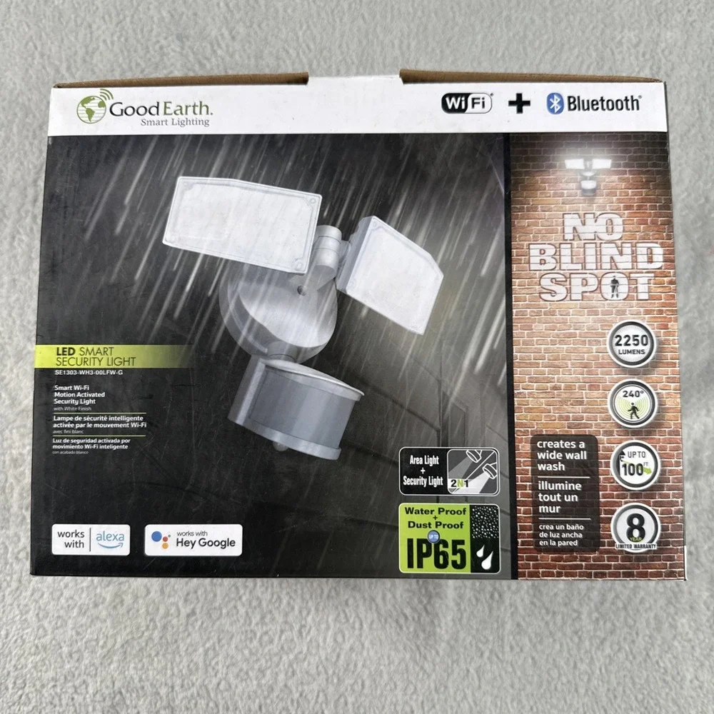 Good Earth SMART LED Motion Activated Security Area Flood Light - White -WiFi BT